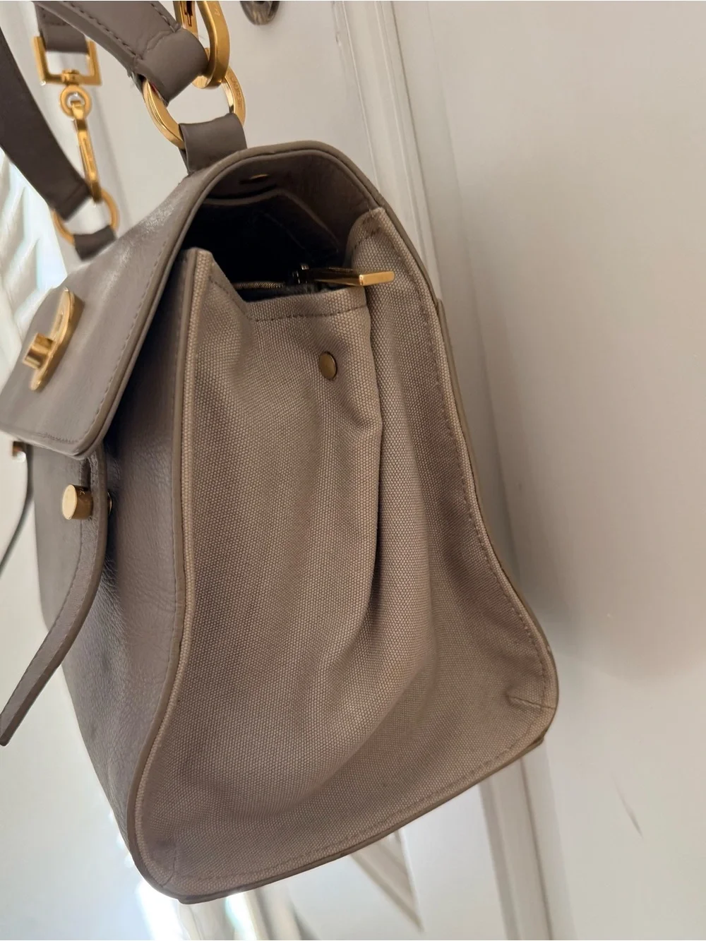 Saint Laurent  -TAUPE -Muse Leather Top-Handle Satchel /Crossbody with GHW